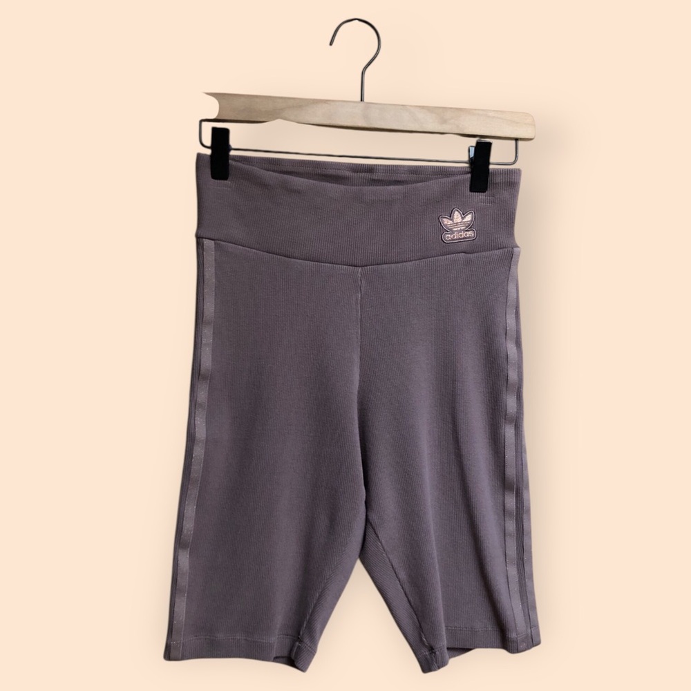 Adidas Ribbed Bike Shorts Urban Outfitters Tan Brown Mauve Sparkle Women’s M/L